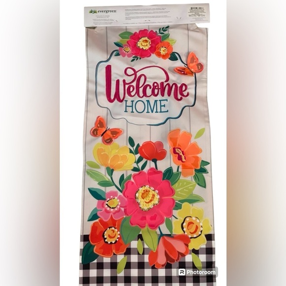 evergreen Other - Evergreen Welcome Home Summer Floral With Butterflies Garden Banner Flag.